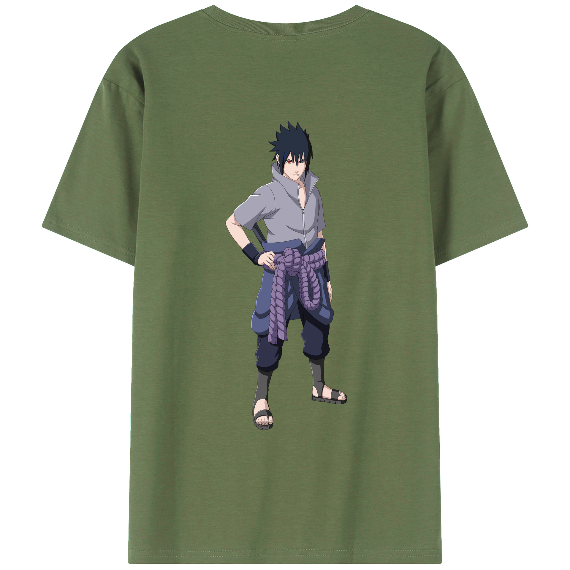 （画像用） NARUTO -ナルト- うちは サスケ Uchiha Sasuke 綿100％ メンズ半袖Tシャツ（バックプリント） 通気性